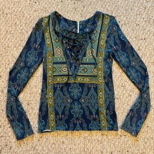 ~2 for $12~ FP Paisley Lace Up Top